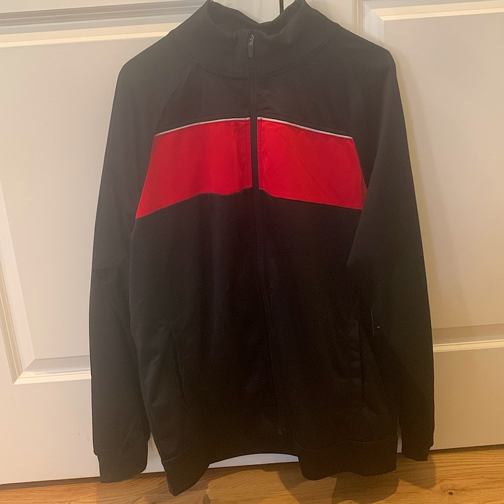 Black with red stripe athletic jacket- men’s size Large